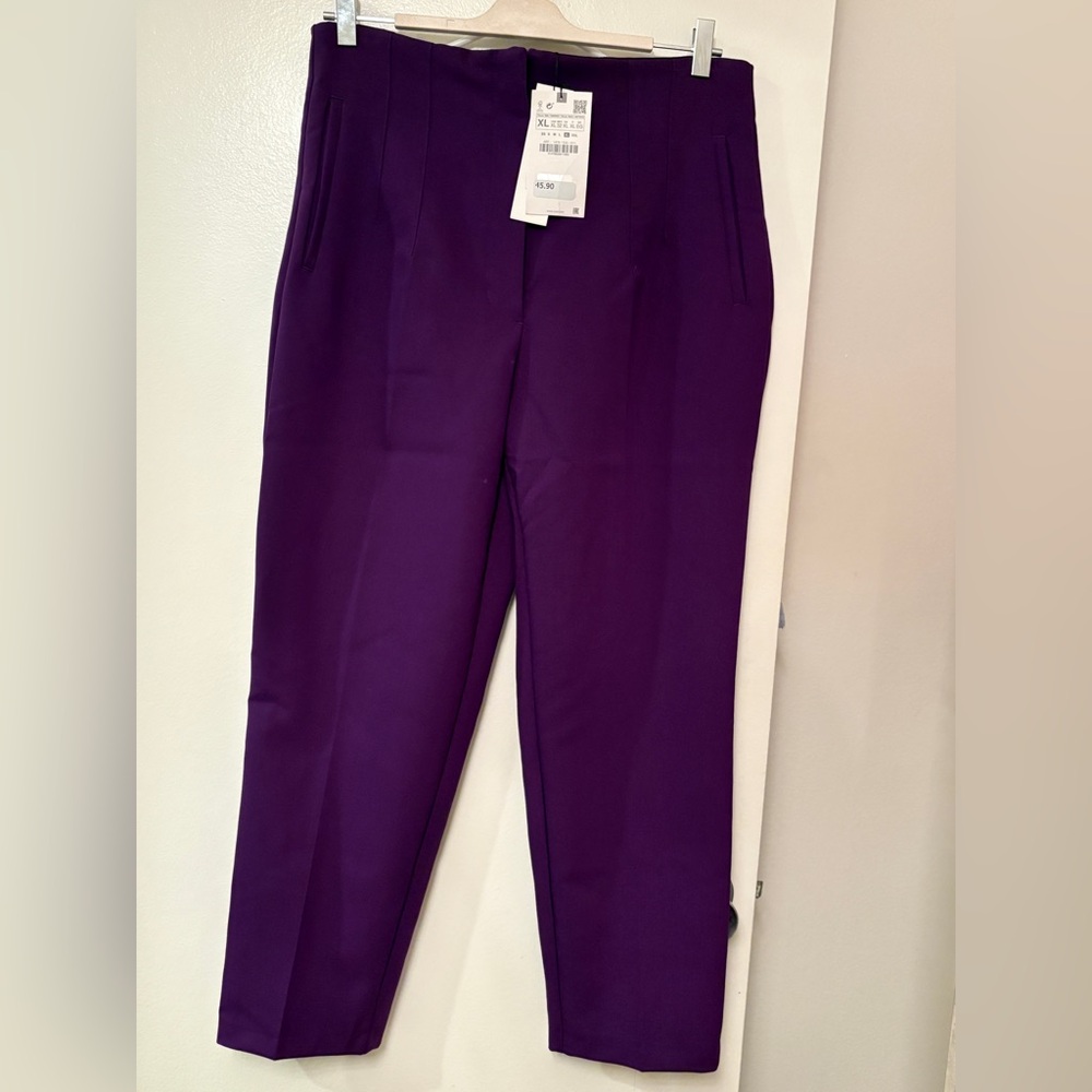 Zara Deep Purple Trousers XL NWT